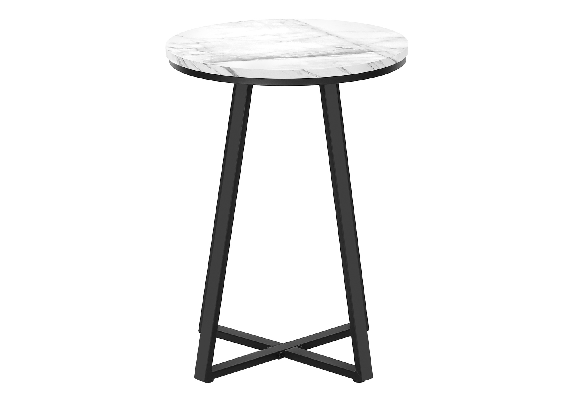 ACCENT TABLE - 22"H / WHITE MARBLE / BLACK METAL